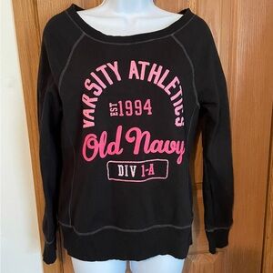 Old Navy Black Sweatshirt with Pink Graphics